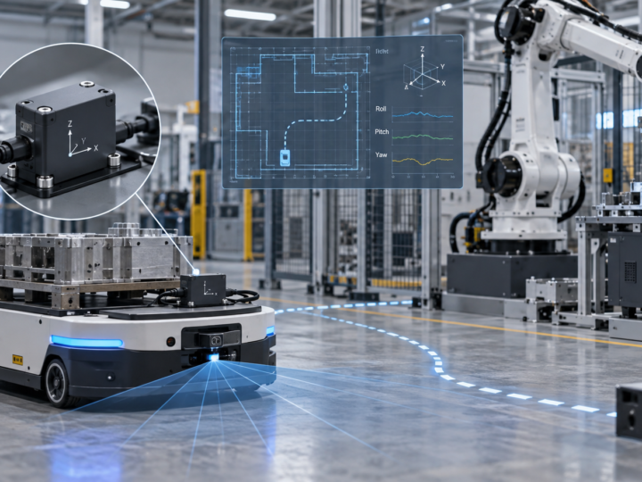 自律搬送ロボットと産業用ロボットでIMU・LiDAR・姿勢推定を利用する構成の生成イメージ