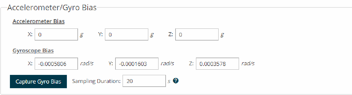 SensorConnectのGyro Bias設定欄