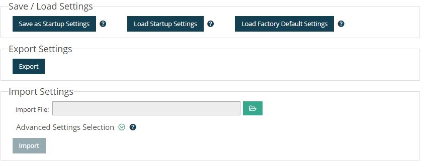 SensorConnect Save/Load Settings