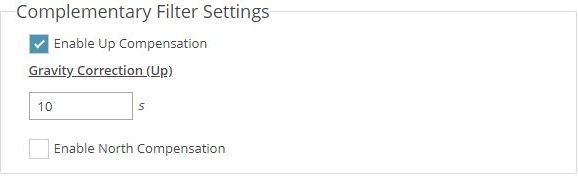 Complementary Filter Settings