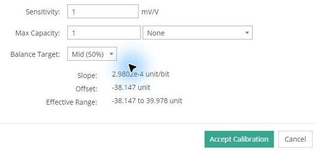 mV/V Calibration入力欄